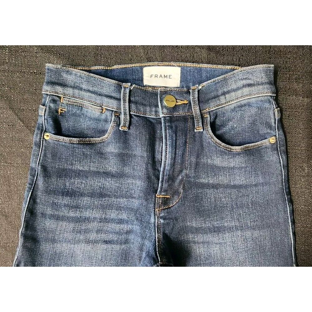 Frame Jeans Women's 25 Le High‎ Straight Leg Cropped Dark Blue Stretch Denim EUC - Picture 5 of 11